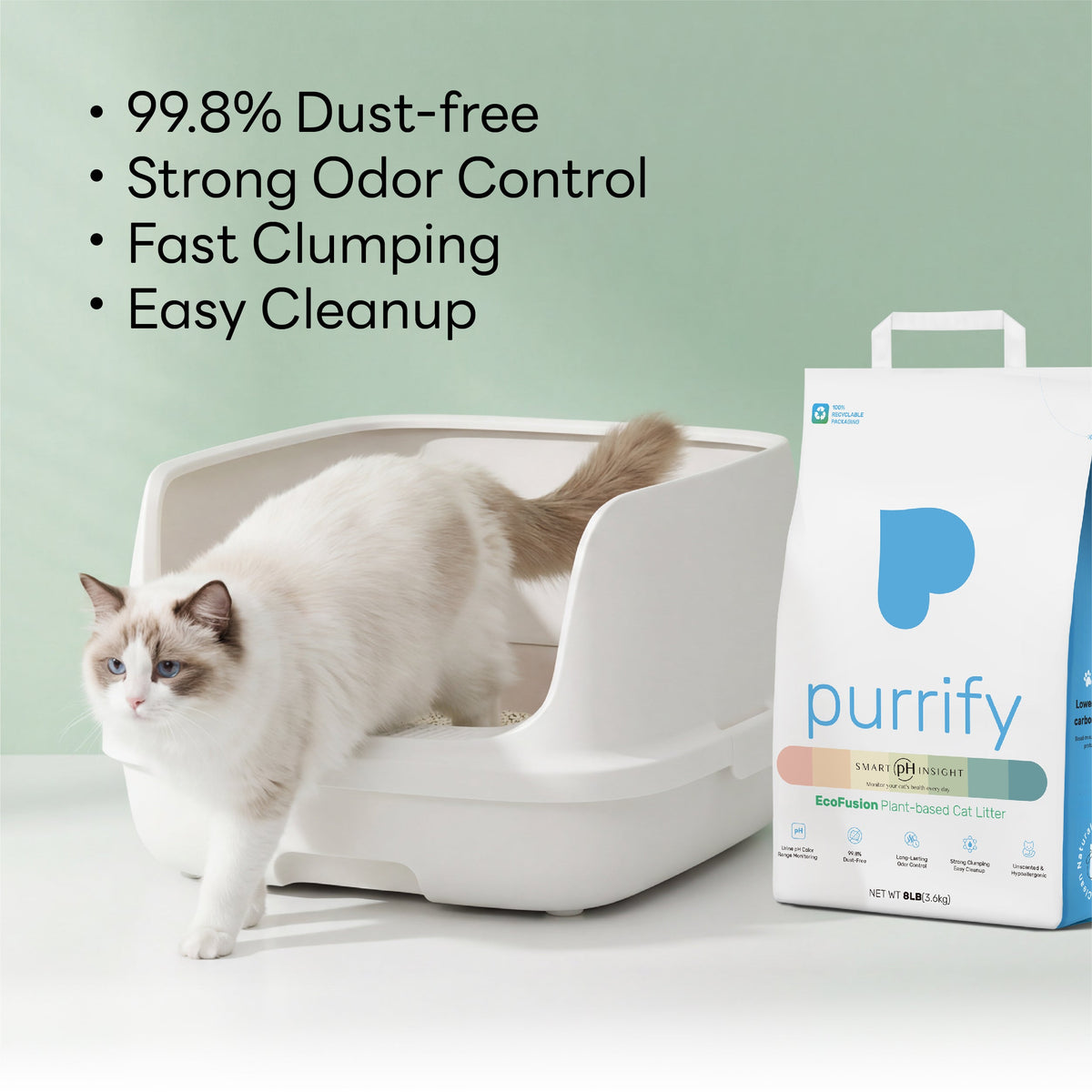Purrify plant-based clumping health monitoring cat litter alternative